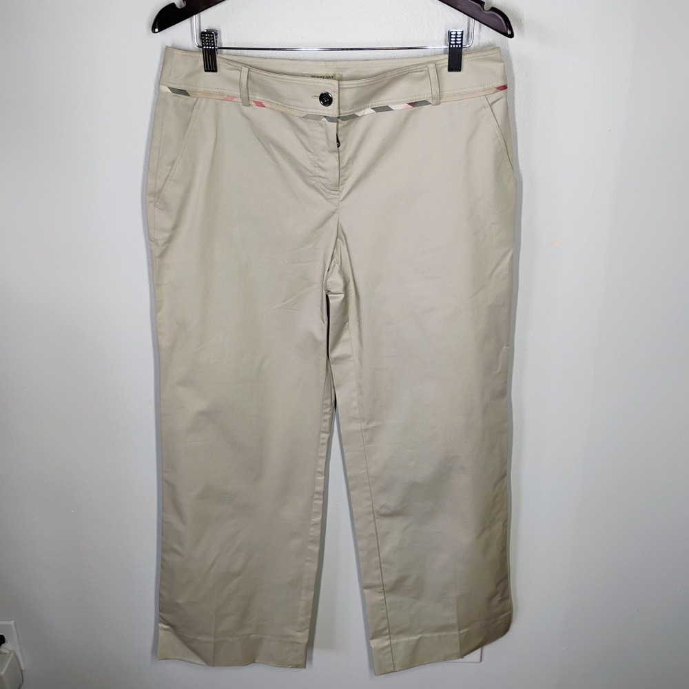 NWT Burberry London Pants Womens 10 Beige Khaki Classic Business Preppy Office